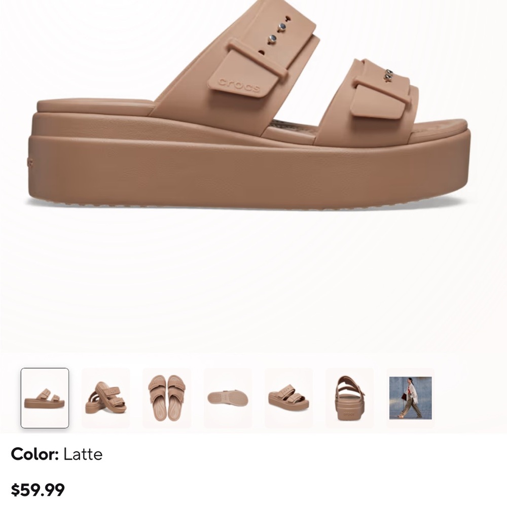 CROCS Platform Slide Sandals in Latte Neutral